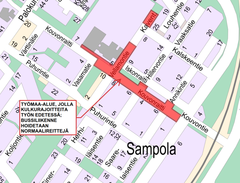 Sampolan kadunparannustöiden karttakuva