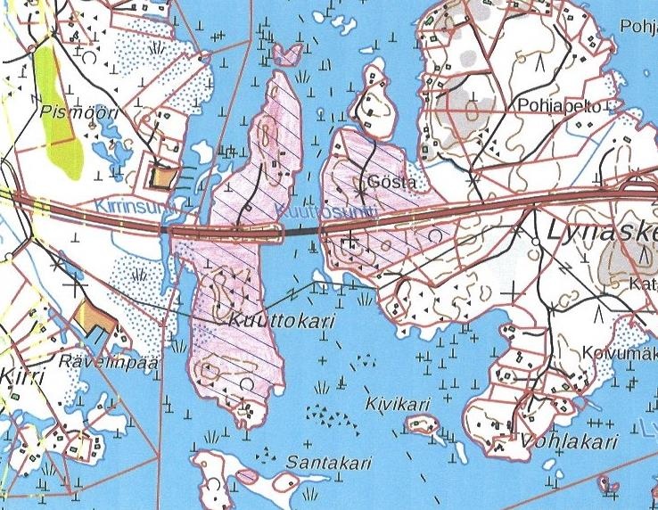 Kuuttokari-Lynaskeri sijainti