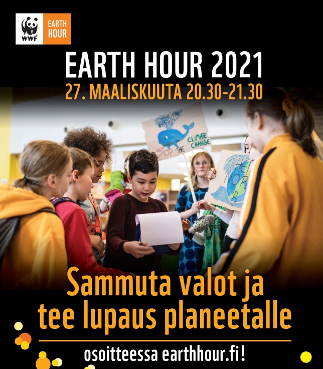 Earth Hour tapahtuman juliste, jossa lapsia 