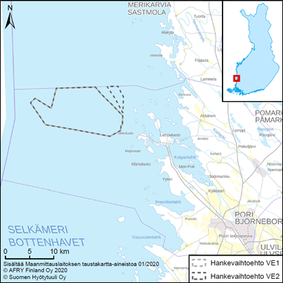 karttakuva Tahkoluodon merituulipuiston laajennuksesta