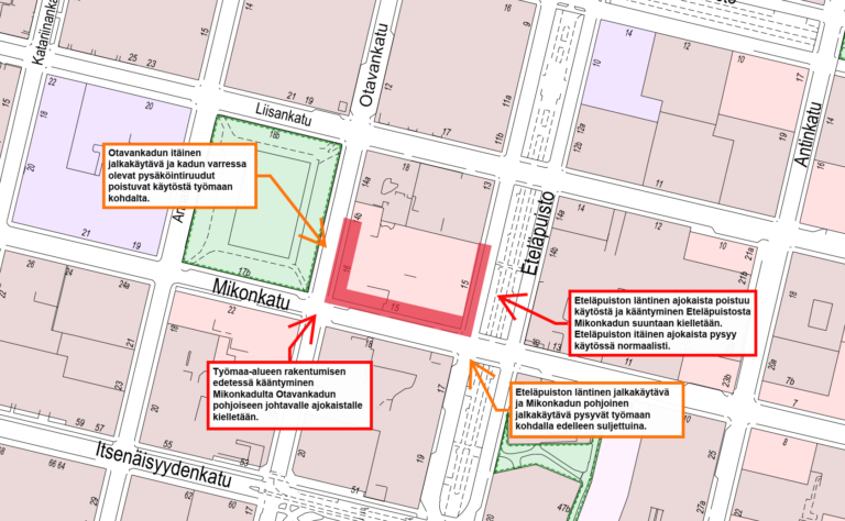 SKiBin kampuksen työmaan muuttuvat liikennejärjestelyt