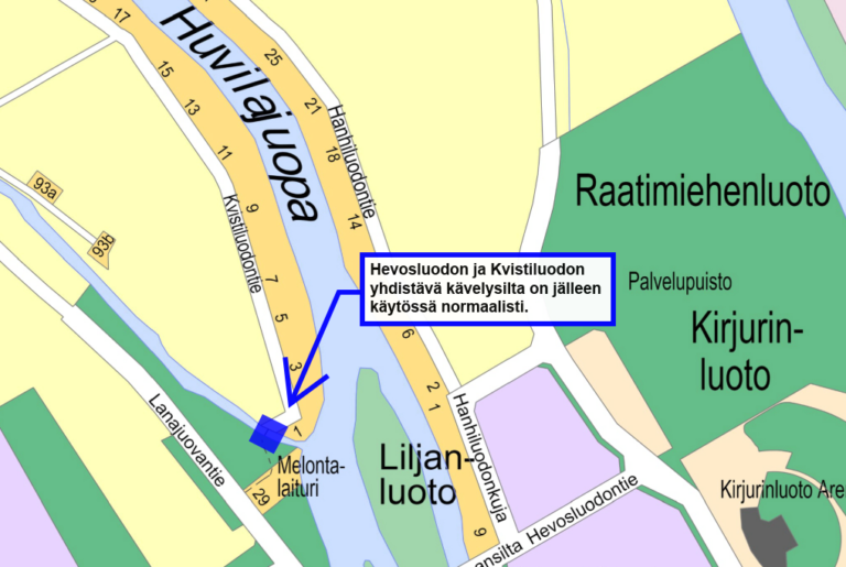 Karttakuva jossa Lanajuovan kohta merkitty