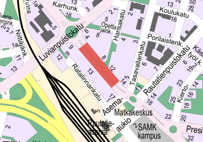 Satakunnankadun puidenhoitotyömaan alue