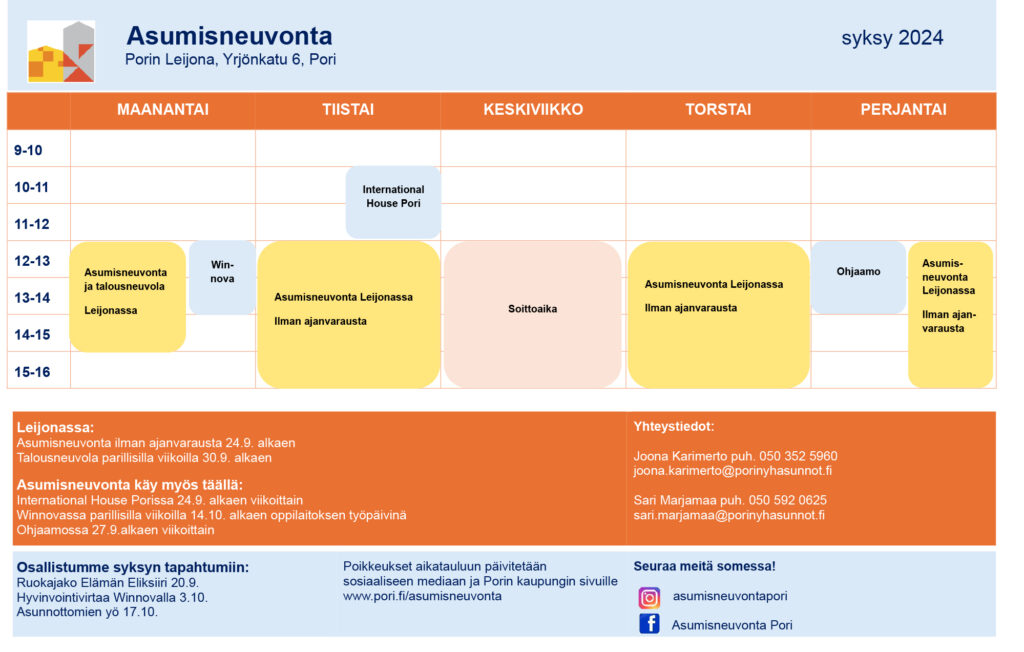 Asumisneuvonnan viikko-ohjelma