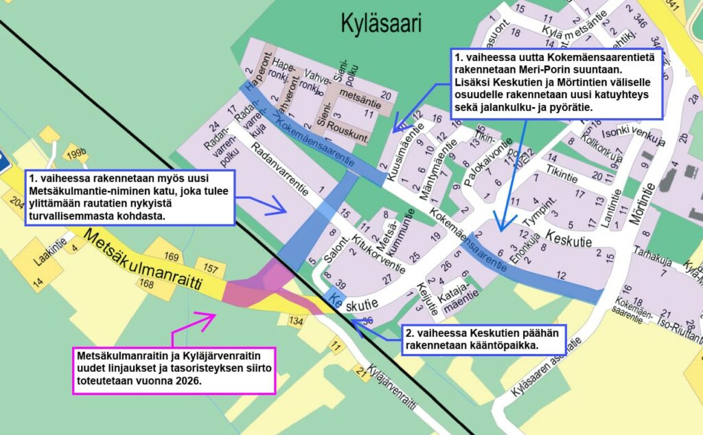 Karttakuva Kyläsaaren tiejärjestelyistä