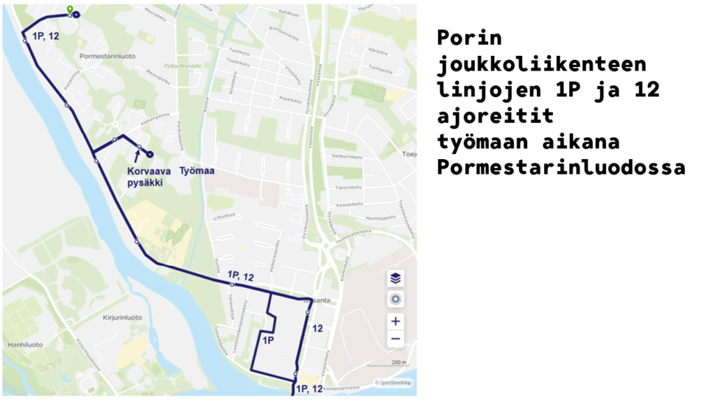 Karttakuva Peräsimentien joukkoliikenteestä
