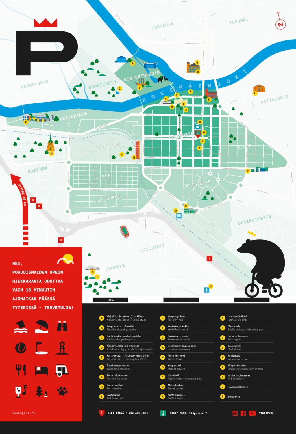 Karta över Björneborgs centrum