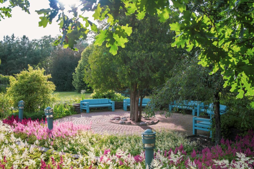Flower beds in Hanhipuisto park