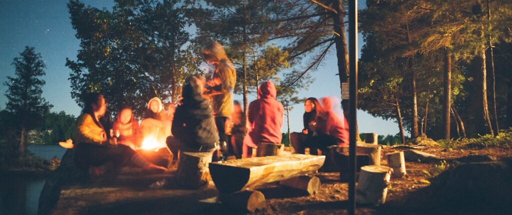 People gathered around a campfire